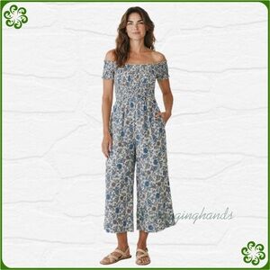 NWT Patrons of Peace Boho Style Smocked Wide Leg Jumpsuit